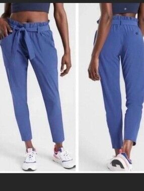 Athleta Skyline Paperbag Waist Pant size 6P in blue